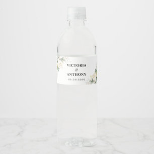 Pour Bouteilles D'eau Roses blanches Floral Mariage Étiquette de bouteil