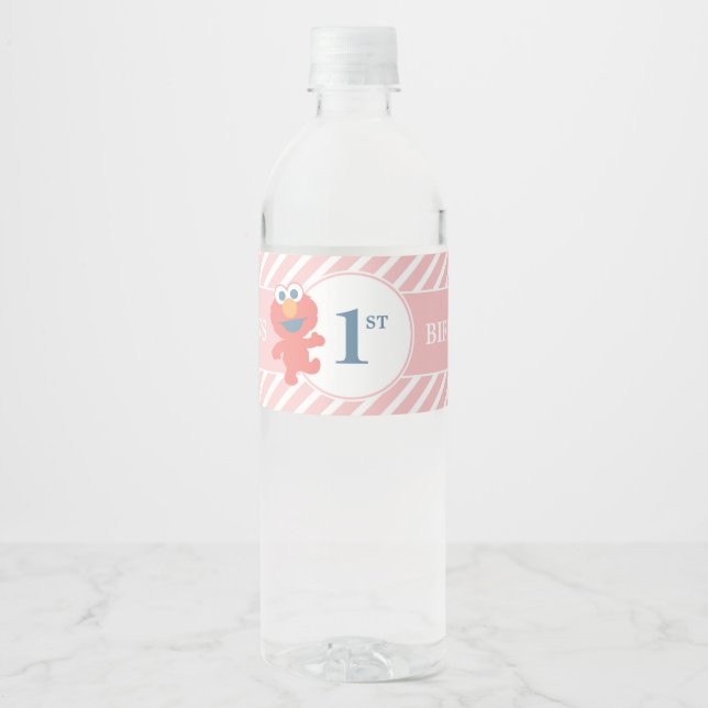Pour Bouteilles D'eau Rue Sésame | Elmo - Étiquette de bouteille d'anniv (Devant)