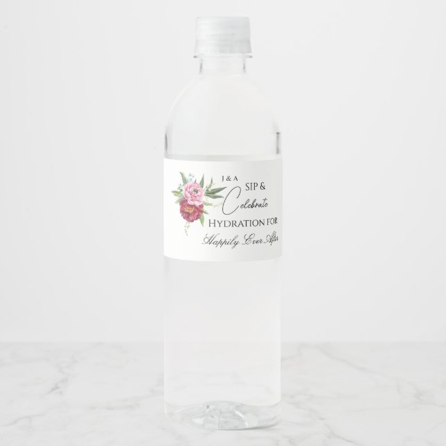 Pour Bouteilles D'eau Starry Night Romance Étiquette des fleurs célestes (Devant)