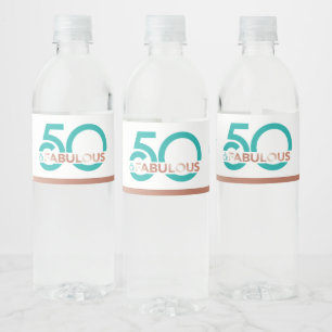 Pour Bouteilles D'eau Turquoise 50 Fabuleux 50 Anniversaire Étiquette a