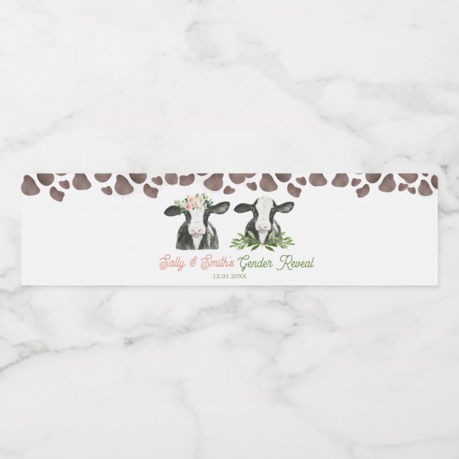 Pour Bouteilles D'eau Vache ferme Genre Révéler Étiquette de bouteille d (Étiquettes simples)