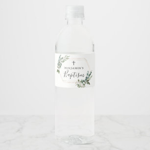 Pour Bouteilles D'eau Verdure Croix d'or Baptême Étiquette de bouteille