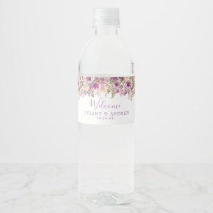 Pour Bouteilles D'eau Violet Floral Mariage Welcome Étiquette bouteille