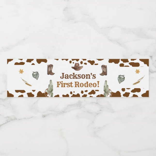 Pour Bouteilles D'eau Western Cowboy fête d'anniversaire Étiquette de bo (Étiquettes simples)