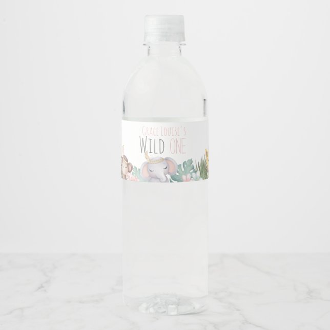Pour Bouteilles D'eau Wild One Boho Safari 1er anniversaire Étiquette bo (Devant)