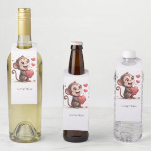 Pour Bouteilles Étiquettes de cintre de bouteille Singe mignon Amo