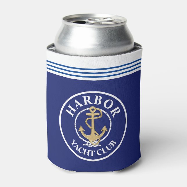 Pour Canette Rafraîchisseur de bouteille monogrammé bleu marine (Can devant)