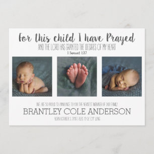 Pour cet enfant j'ai prié le faire-part de