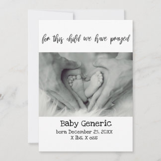 Pour cet enfant, nous avons prié le faire-part de 