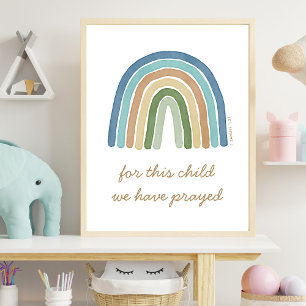Pour Cet Enfant, Nous Avons Prié Poster Boho Blue 