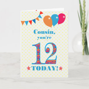 Pour Cousin 12e Anniversaire Carte Ballons