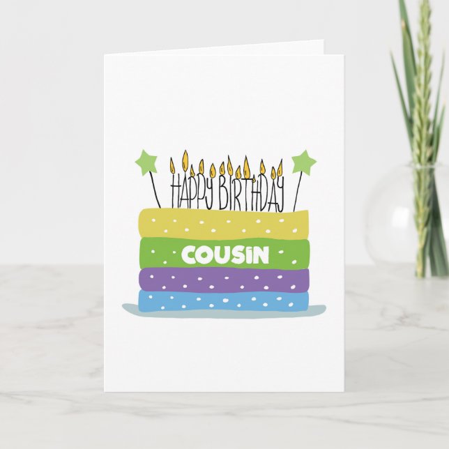 Pour Cousin Cake and Candles Bonne Carte d'Anniver (Devant)