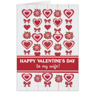 Pour Femme Saint-Valentin Roses Rouges Cœurs Ruban