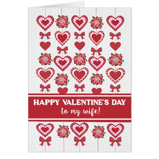 Pour Femme Saint-Valentin Roses Rouges Cœurs Ruban (Devant)