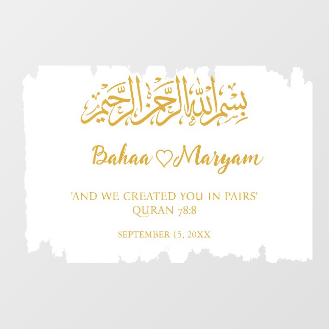 Pour Fenêtre Autocollant Affiche de bienvenue Mariage blanc mod (Feuille)