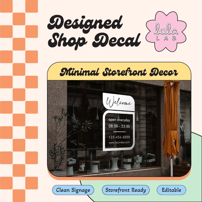 Pour Fenêtre Autocollant de bienvenue et d'horaires d'ouverture (Créateur téléchargé)