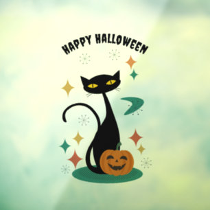 Pour Fenêtre Autocollant de chat noir Halloween du milieu du si