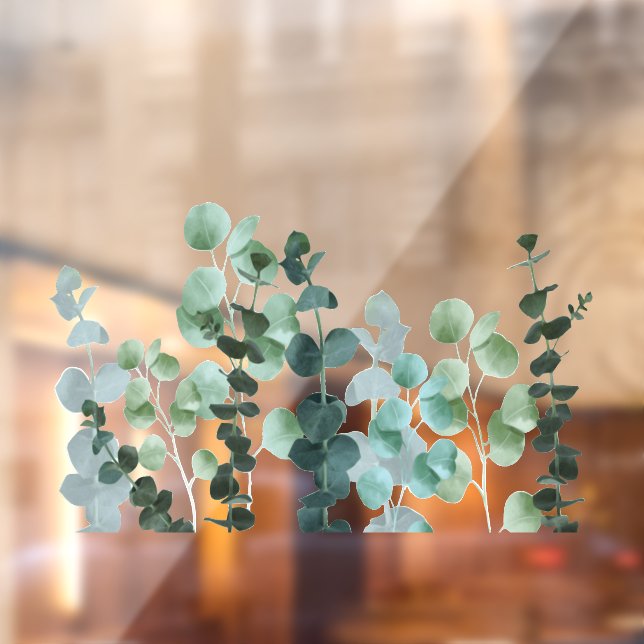 Pour Fenêtre Autocollant feuille Eucalypt transparent bleu vert (Feuille 2)