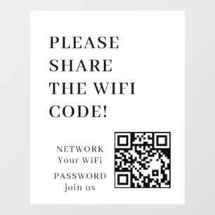 Pour Fenêtre Code QR WiFi Connexion Réseau Autocollant de Fenêt