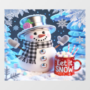 Pour Fenêtre Laissez Tomber Neige Bonhomme de Neige Autocollant