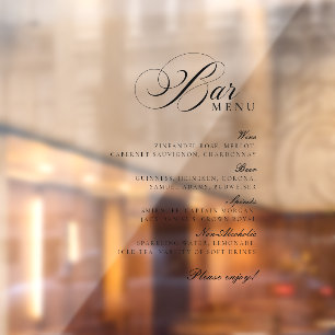 Pour Fenêtre Menu de bar noir classique autocollant transparent