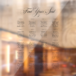 Pour Fenêtre Plan de table de mariage noir autocollant transpar