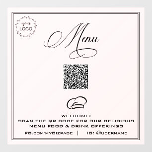 Pour Fenêtre *~* QR Simple Coquillage LOGO MENU  Autocollant po