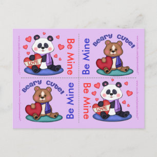 Pour Fêtes Annuelles 4 Cartes Plat Valentine Bear en Teddy