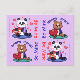 Pour Fêtes Annuelles 4 Cartes Plat Valentine Bear en Teddy