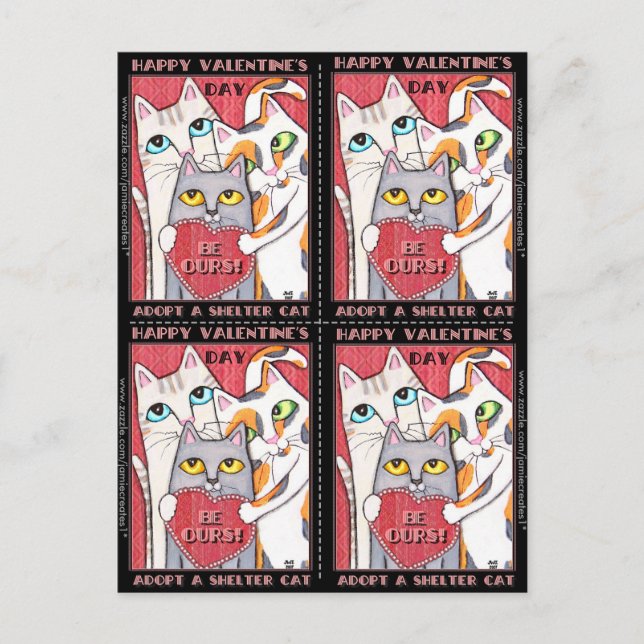 Pour Fêtes Annuelles Adoption / Hébergement Chats 4 Valentines Cartes p (Devant)