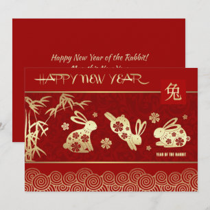 Pour Fêtes Annuelles Année chinoise du lapin Cartes Plat Personnalisées