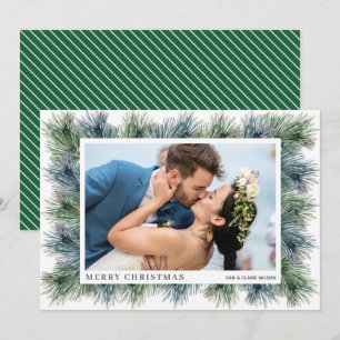 Pour Fêtes Annuelles Aquarelle Pins d'hiver Cartes photos de Noël