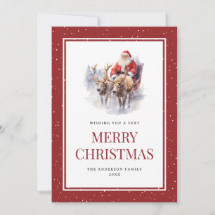 Pour Fêtes Annuelles Aquarelle Santa Claus Snowy Joyeux Noël Cartes