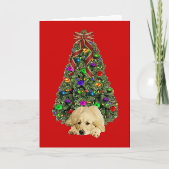 Pour Fêtes Annuelles Arbre de cartes de Noël Golden Retrier (Devant)