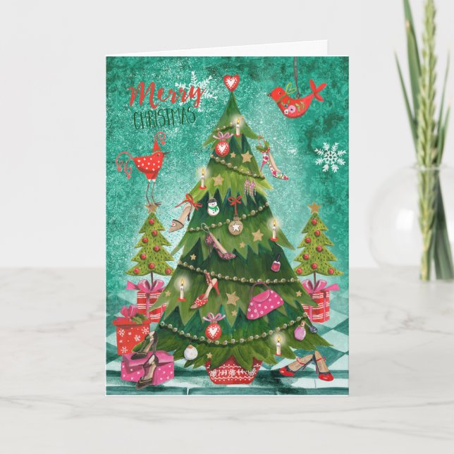 Pour Fêtes Annuelles Arbre de Noël de la Fille de Vacances | Cartes de  (Devant)