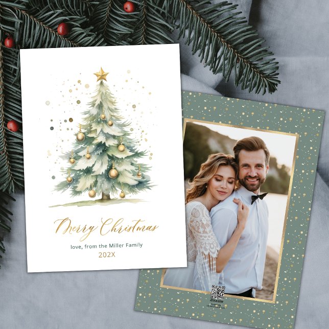 Pour Fêtes Annuelles Arbre de Noël moderne Une photo Cartes de Noël (Créateur téléchargé)