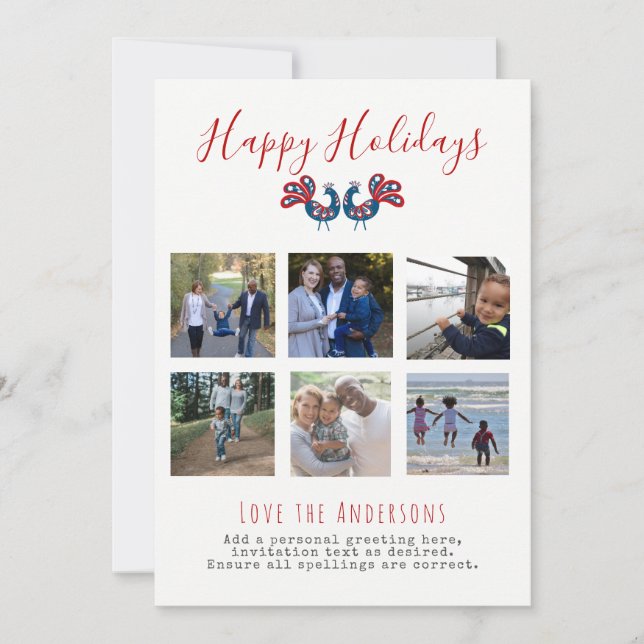 Pour Fêtes Annuelles ART FOLK PHOTO DE Noël COLLAGE Cartes de voeux (Devant)