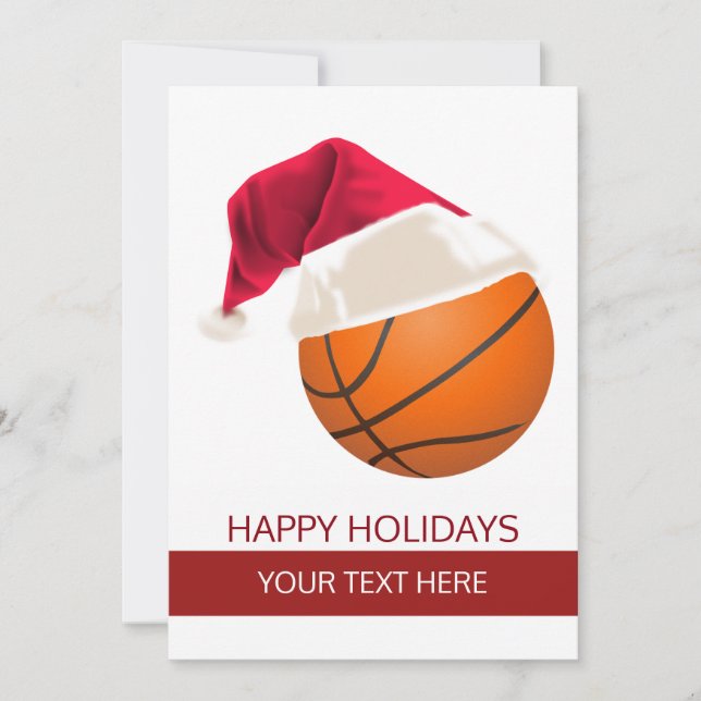Pour Fêtes Annuelles Bal de basket de Noël Santa Hat Cartes de voeux (Devant)
