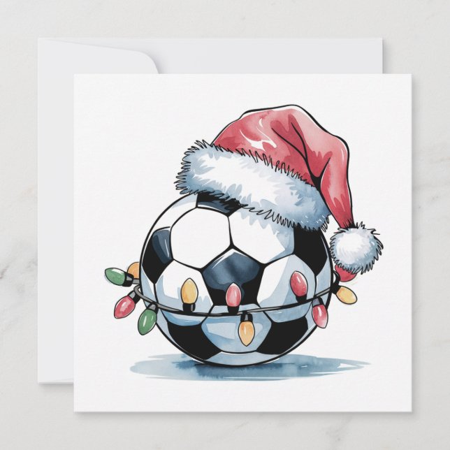 Pour Fêtes Annuelles Balle de Football de Noël Chapeau de Noël Cartes d (Devant)