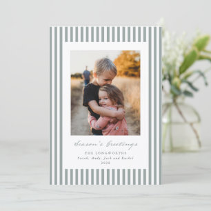 Pour Fêtes Annuelles Bandes Vert Sauge Saison Cartes Plates de Vœux Pho