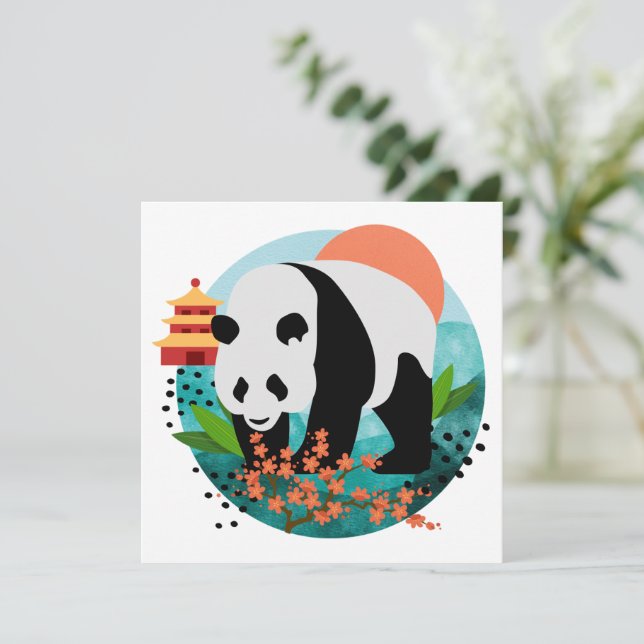 Pour Fêtes Annuelles BAO SHI - Panda - cartes de notes plates - détails (Debout devant)