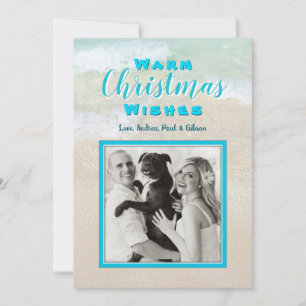 Pour Fêtes Annuelles Beach Christmas Flat Photo personnalisée Cartes de