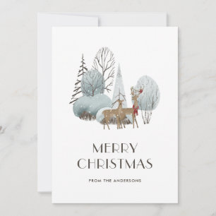 Pour Fêtes Annuelles Belle aquarelle Cerf paysage hivernal Cartes de No