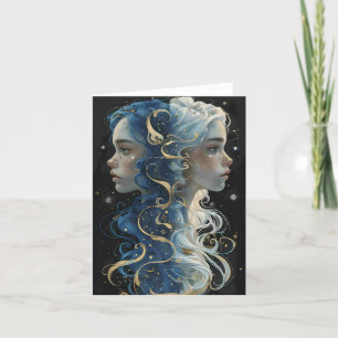 Pour Fêtes Annuelles Belle Portrait Gemini Zodiac Cartes