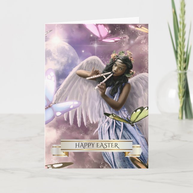 Pour Fêtes Annuelles Bénédiction de Pâques. Angel avec Cartes à Papillo (Devant)