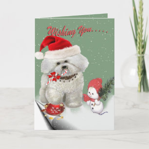 Pour Fêtes Annuelles Bichon Frise Joyeuses Cartes de Noël