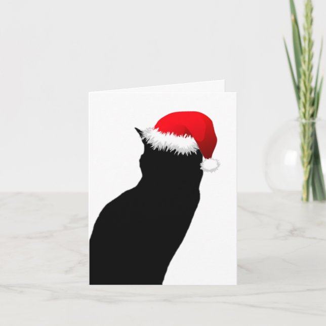 Pour Fêtes Annuelles Black Cat Père Noël Happy Holiday Note Cartes (Devant)