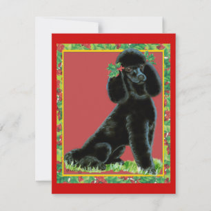 Pour Fêtes Annuelles Black Poodle n Holly Cartes de Noël