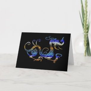 Pour Fêtes Annuelles BLEUE DRAGON cartes d'art asiatiques