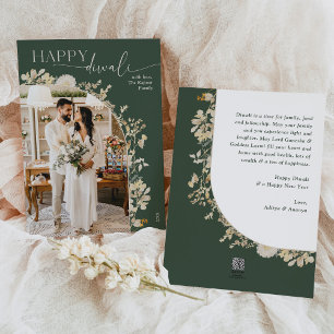 Pour Fêtes Annuelles Boho Green Happy Diwali Cartes photos